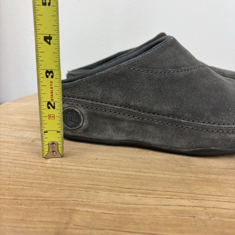FitFlop Clogs Womens 8 Suede Slip On Mules Shoe Gray Walking Work Out Comfort - Picture 13 of 14